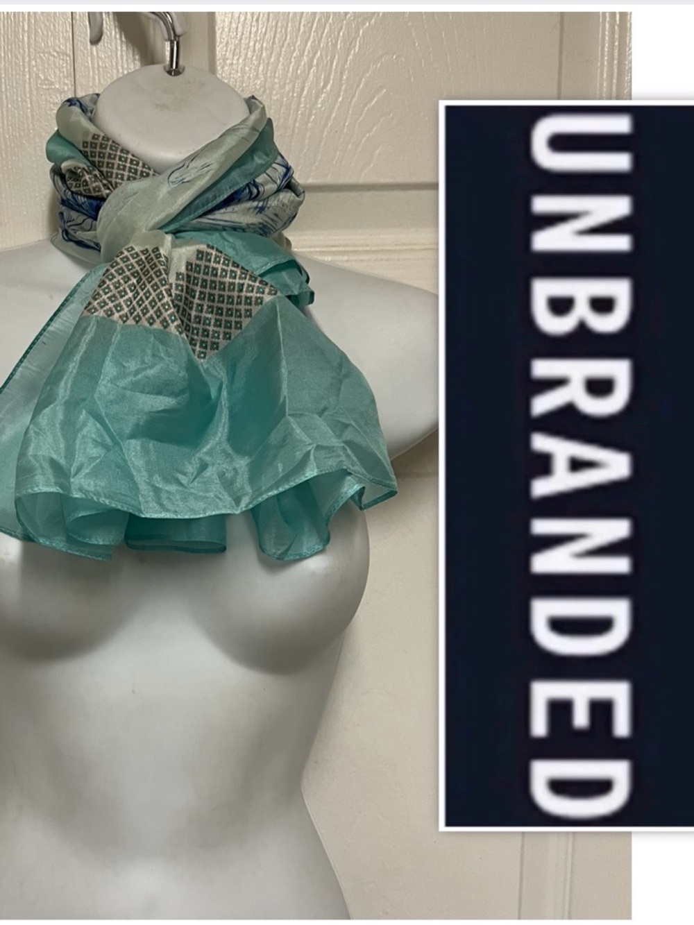 UNBRANDED Blue Floral Silk Scarf